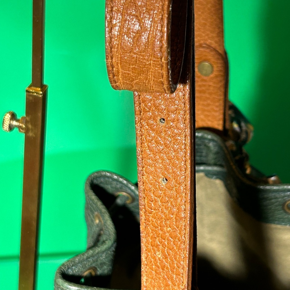 Ralph Lauren Green Leather Bucket Bag 13 “ x 9.5” x 5” w/bag scarf EUC - Picture 10 of 16